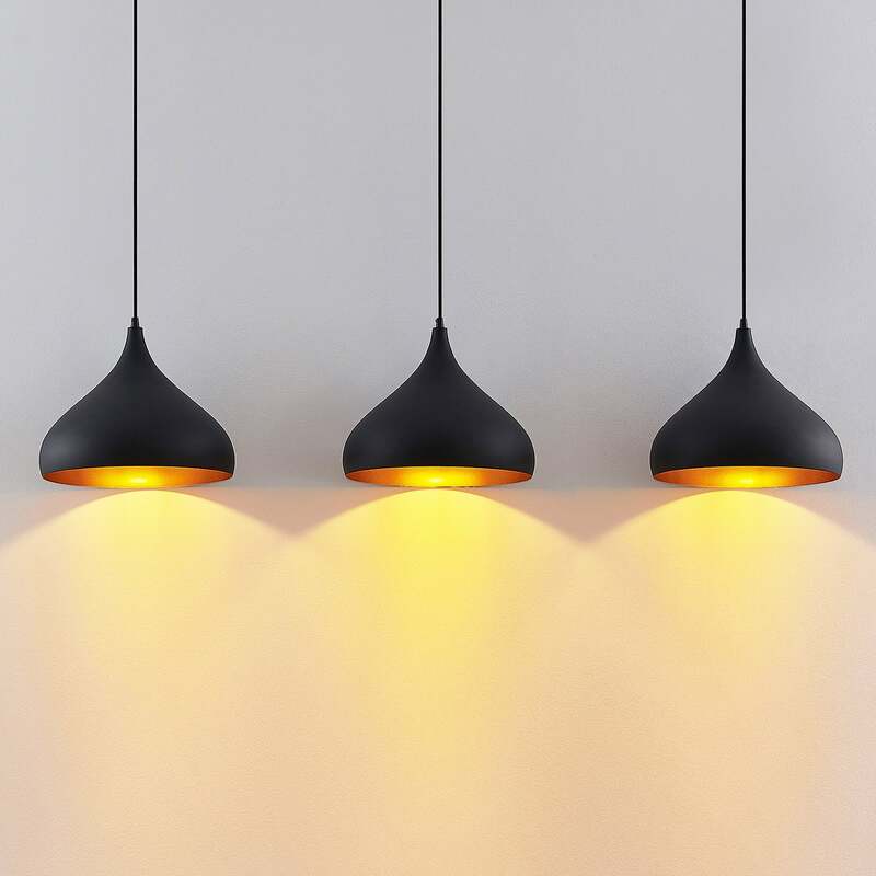 Lindby Pendelleuchte Hängeleuchte Elamira LED Lampe dimmbar schwarz-gold 133cm - 4251911726633