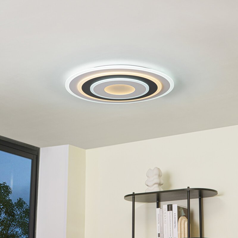 Lindby Deckenleuchte Deckenlampe LED Rebeka rund weiss schwarz Acryl Metall - 4255830903038