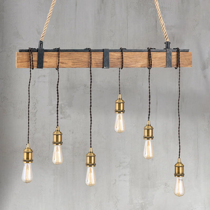 Orion Hängelampe Cellar 6-flammig LED Hängeleuchte Hanfseil dimmbar braun 85cm - 9003090257423