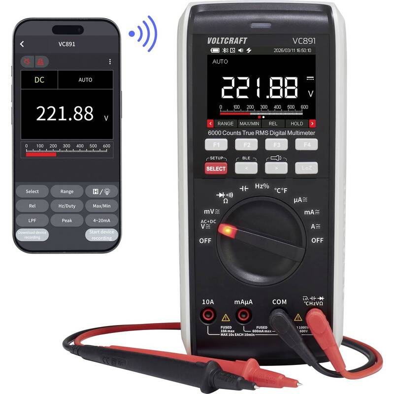Voltcraft Hand-Multimeter VC891 digital Datenlogger True RMS CAT III 1000V - 4064161218076