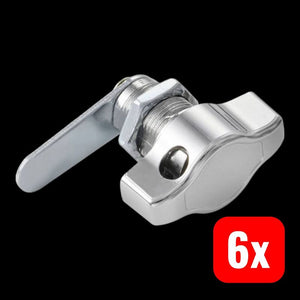 6x B-Ware Sygonix Drehriegelschloss Chrom Sicherheitslösung 63x25x43mm 67g stabil