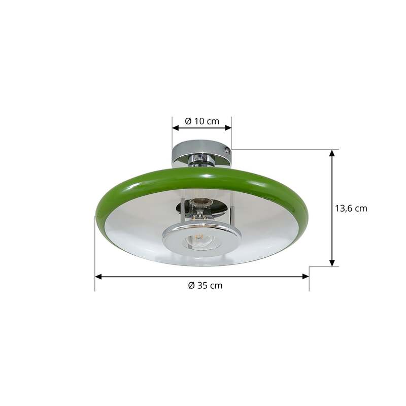 Lindby Deckenleuchte Branford Retro grün Ø 35 cm dimmbar Metall 15 W E27 - 4255830903410