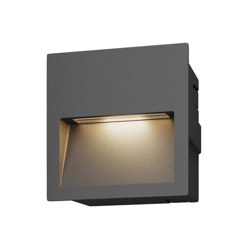 Lucande Wandleuchte Wandlampe LED Einbauleuchte dunkelgrau Aluminium Glas IP54 - 4251096526073