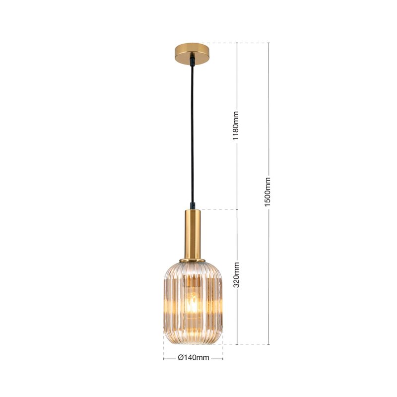 Orion Pendelleuchte Carneval Hängelampe dimmbar amber Ø14cm Glas altmessing - 9003090277797