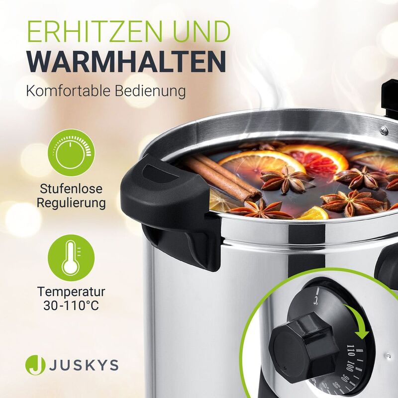 Glühweinkocher Teramo 7l 10l Glühweinautomat für Glühwein Tee Punsch silber - 4260565522140