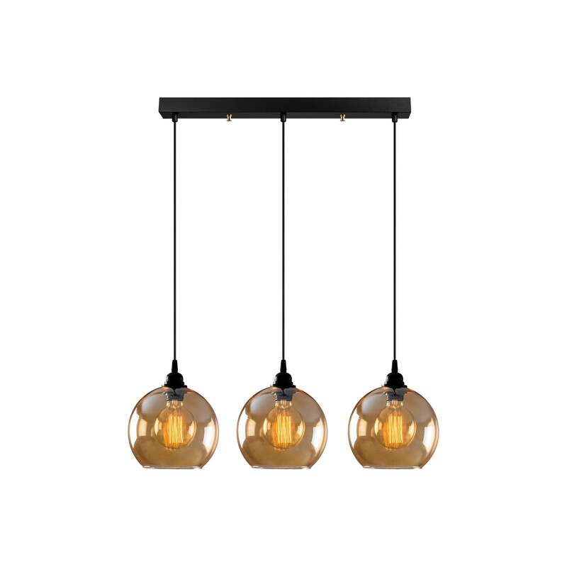 Opviq Hängelampe Gold 022 Hängeleuchte Leuchte Lampe 3-flammig linear Glas Ø20cm - 8682870091184