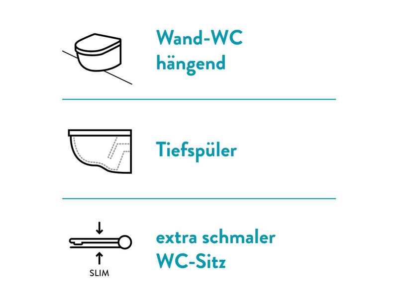 baliv Wand WC Rockport WC-510.30 spülrandlos Keramik weiß 36x34,8cm bis 150kg - 4007874013415