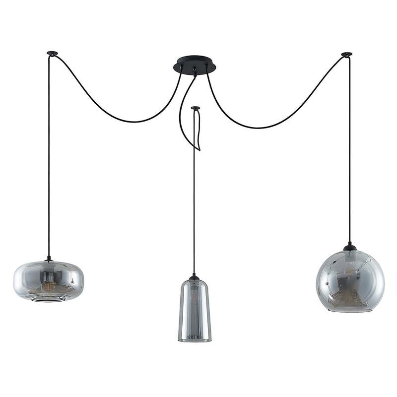 Lucande Zyli Pendelleuchte Hängeleuchte Deckenlampe Lampe dreiflammig rauchgrau - 4251911701715