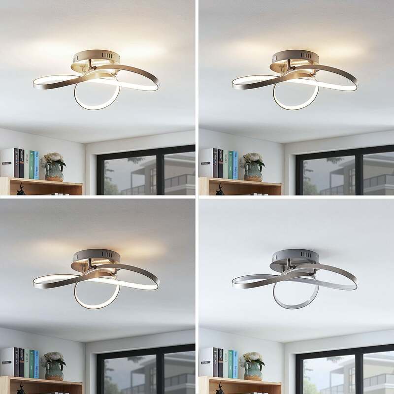 Lindby Deckenlampe Saliha LED Lampe dimmbar nickel matt 52,5cm warmweiß 3000K - 4251096537055