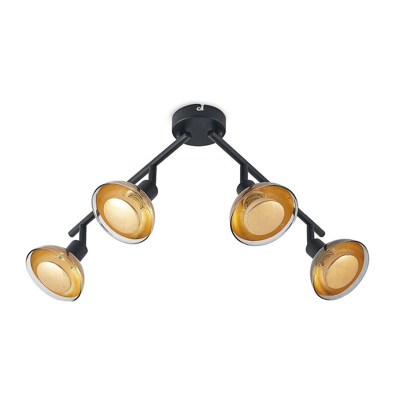 Lindby Deckenstrahler Deckenspot Erin schwarz gold Glas Lampenstrahler - 4251911708523