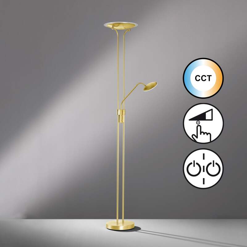 FISCHER & HONSEL Stehlampe Standleuchte LED messing Leselampe dimmer cct - 4003694405249