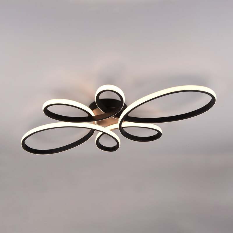 Trio Lighting Deckenleuchte Lampe LED Fly schwarz matt geschwungen dimmbar moder - 4017807600865