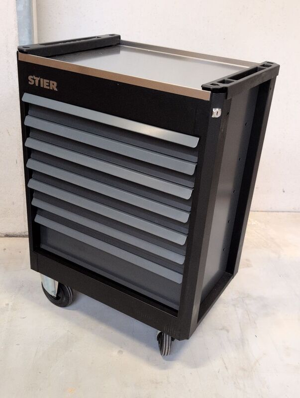 STIER Werkstattwagen Premium 241-teilig Edelstahl-Arbeitsfläche 7 Schubladen - 4251709634874