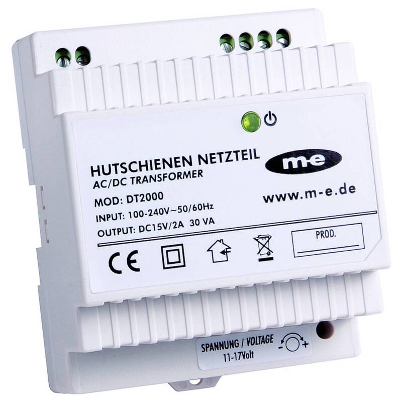 HUTSCHIENEN-NETZTEIL DT 2000 Türsprechanlage 15 V/DC 2 A Weiß M-E modern elec... - 4250109162000