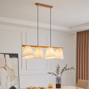 B-Ware Lucande Jinda Hängeleuchte Hängelampe Deckenlampe Leuchte Lampe Holz Stoff Weiß