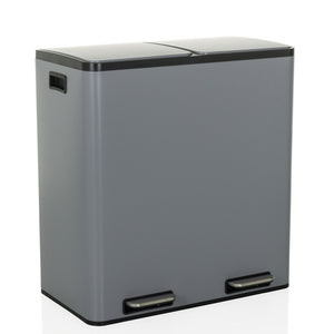 B-Ware Hjh OFFICE Abfallsammler CLEAN XIII 60L grau Stahl mit Softclose 2x30L