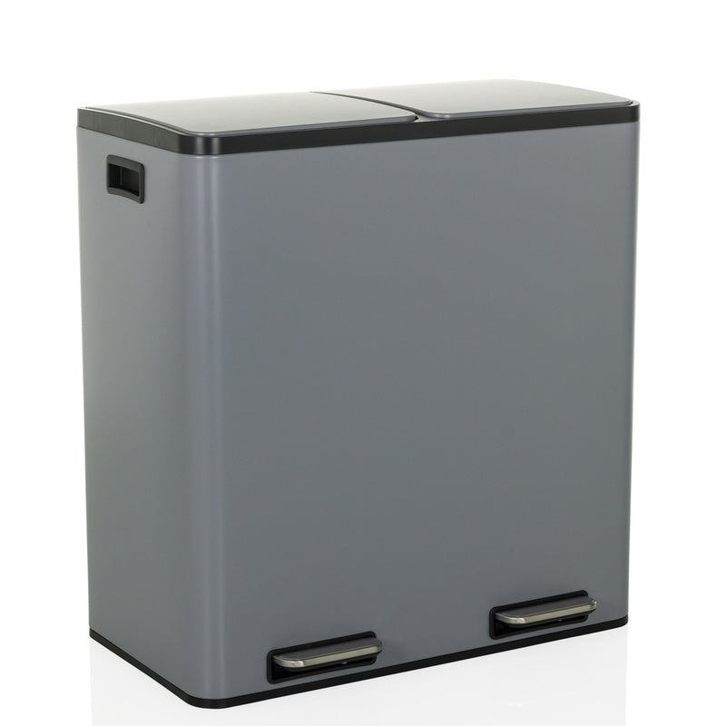 Hjh OFFICE Abfallsammler CLEAN XIII 60L grau Stahl mit Softclose 2x30L - 4064323038504