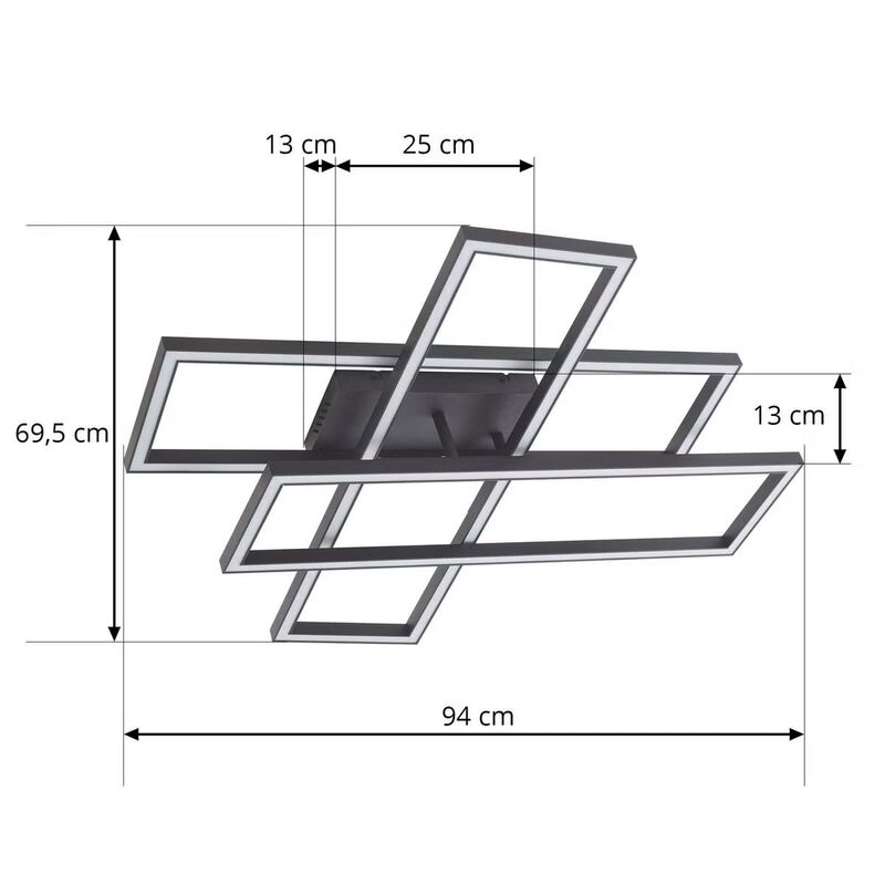 Lucande Deckenlampe Tjado LED Lampe Leuchte dimmbar schwarz 94cm lang Metall - 4251911766134