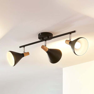 B-Ware Lindby Deckenleuchte Deckenlampe Arina schwarz dreiflammig Metall Holz 53 cm