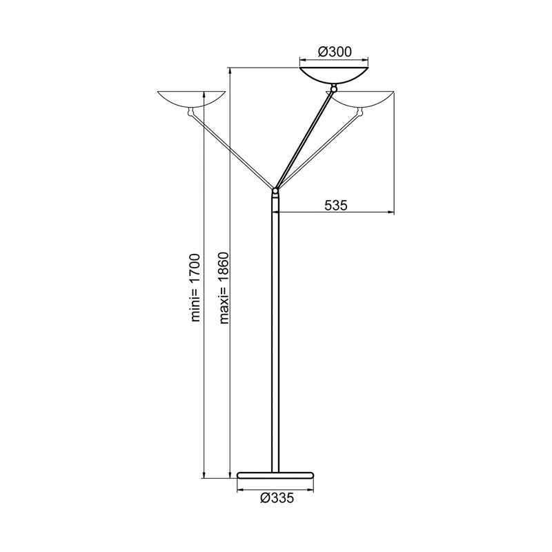 Aluminor Deckenfluter Stehlampe LED braun silber Stahl Holz höhenverstellbar dim - 3131130362908