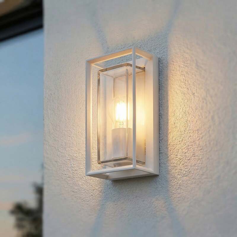 Arcchio Außenwandleuchte Ismera weiß IP65 Glas E27 dimmbar 25,5 cm - 4251911799576