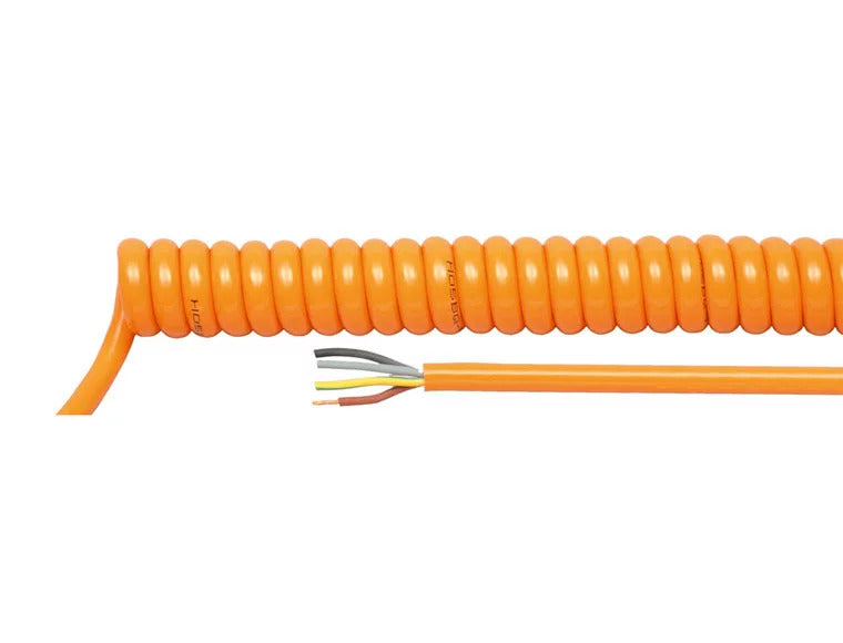 HELUKABEL Spiralkabel Kabel PUR H07BQ F orange 5 G 1,5 mm² Hauptkabel SL 1500 mm - 4060892335136