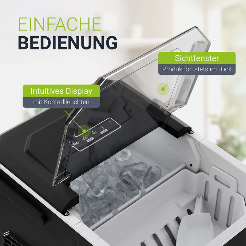 Eiswürfelmaschine IceOracle Selbstreinigung 12kg Eis pro Tag 2 Größen schwarz - 4262437182162