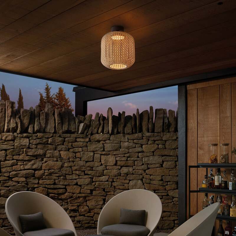 bover Deckenleuchte Außenlampe LED Nans Flechtgewebe Braun Outdoorleuchte - 8435493704067