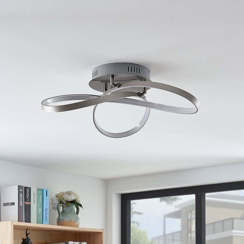 Lindby Deckenlampe Saliha LED Lampe dimmbar nickel matt 52,5cm warmweiß 3000K - 4251096537055