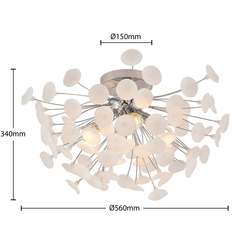 Lindby Deckenleuchte Yurina LED Lampe Leuchte dimmbar chrom weiß Ø 56 cm 34 cm - 4251096599480