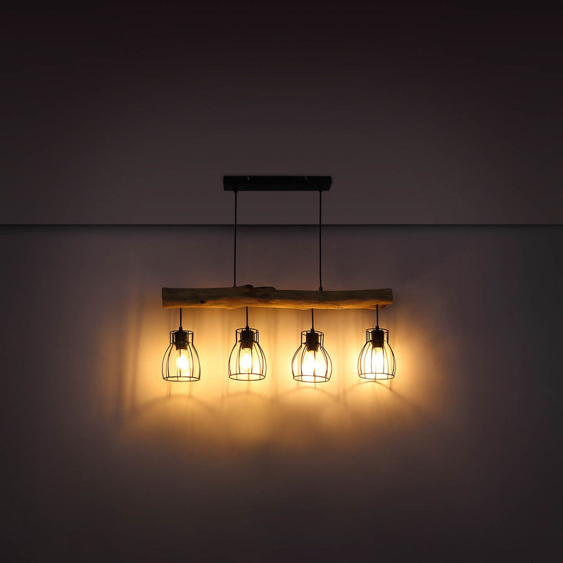 Globo Hängeleuchte Mina LED Pendelleuchte dimmbar schwarz-braun 4-flg 83cm - 9007371389872