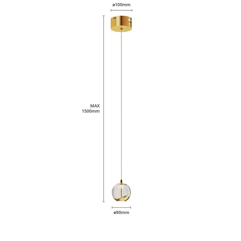 Lucande LED-Pendelleuchte Hayley Pendelleuchte Lampe Leuchte Glaskugel 1-fl gold - 4251096562439