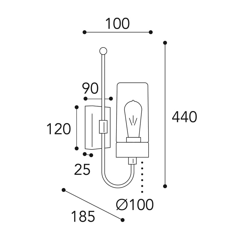 Moretti Luce Außenwandleuchte Silindar 3355 Gartenlampe dimmbar messing opal - 8021035014833