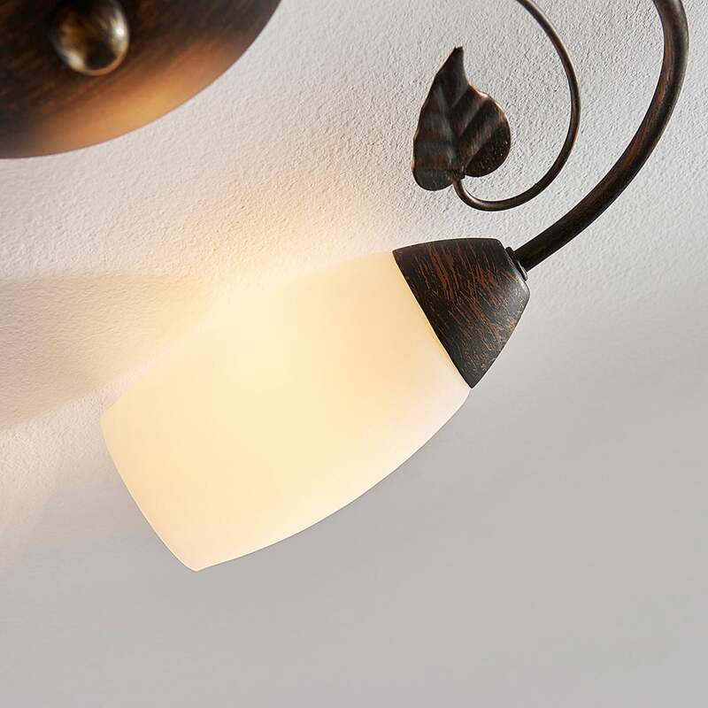Lindby Deckenleuchte Stefania LED Lampe Leuchte dimmbar schwarz-gold Ø46cm 3-flg - 4251096534894