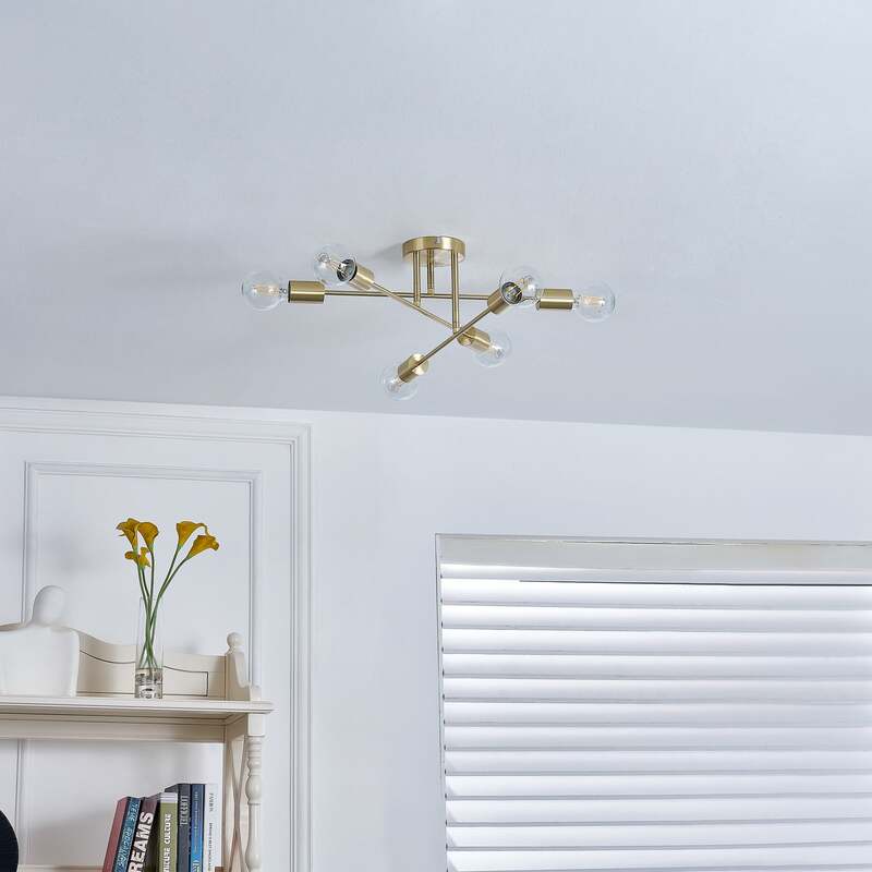 Lindby Deckenleuchte Aloria 6-flammig LED Lampe gold dimmbar Metall 55x55cm - 4251911771305