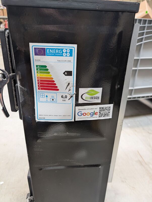 Accente Werkstattofen Toba 2.0 Heizgerät Stahl Schwarz 6 kW Keramott Brennraum - 4007876511872