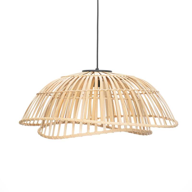 Lindby Hängeleuchte Ilajus LED Pendelleuchte Lampe dimmbar Bambus Ø 62 cm natur - 4251911764857