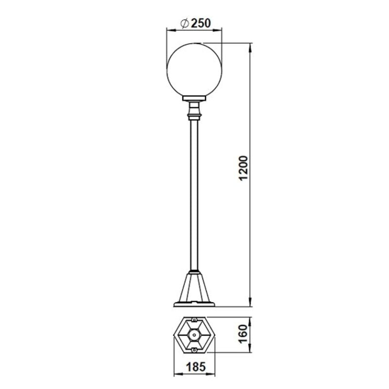 Albert Leuchten Wegeleuchte Gartenlampe schwarz Blasenglas Aluminium Lampe Spot - 4007235620030