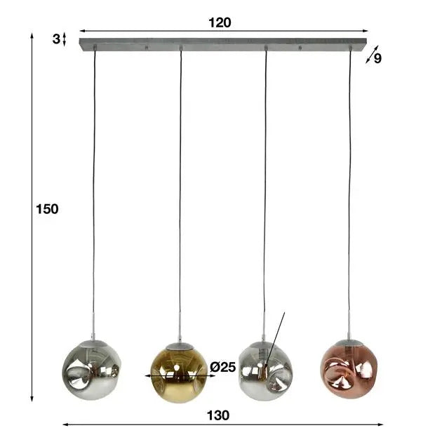 Ecolumeo Bologna Pendelleuchte Pendellampe Hängeleuchte E27 LED Glas 130 cm - 8713244745720