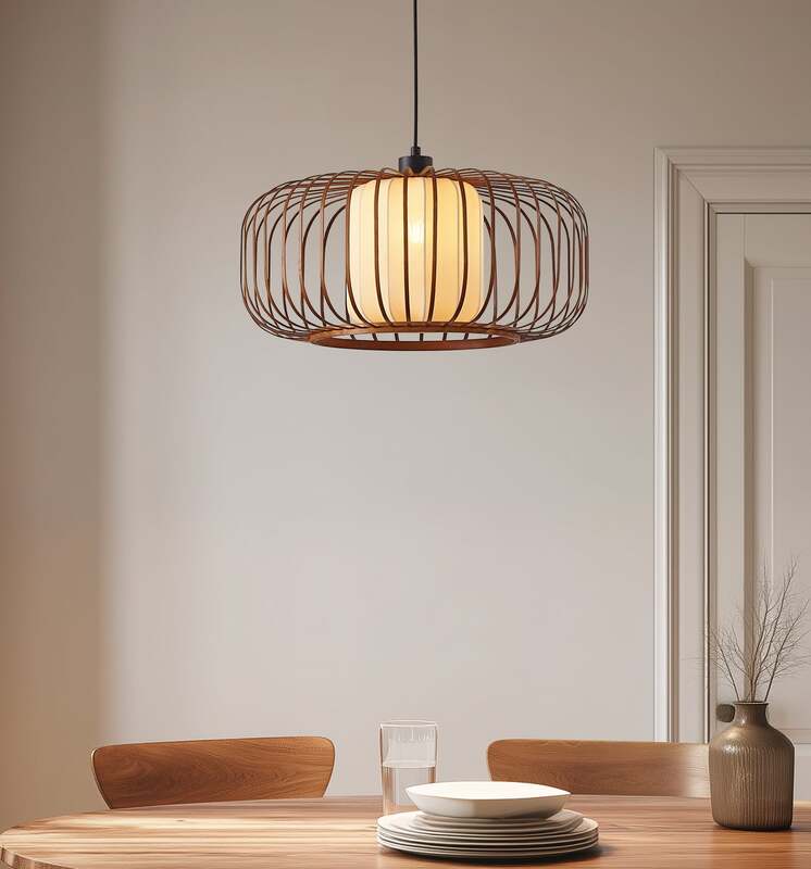 Lindby Pendelleuchte Hängeleuchte Davella LED Lampe dimmbar Bambus Ø50cm natur - 4255830903465