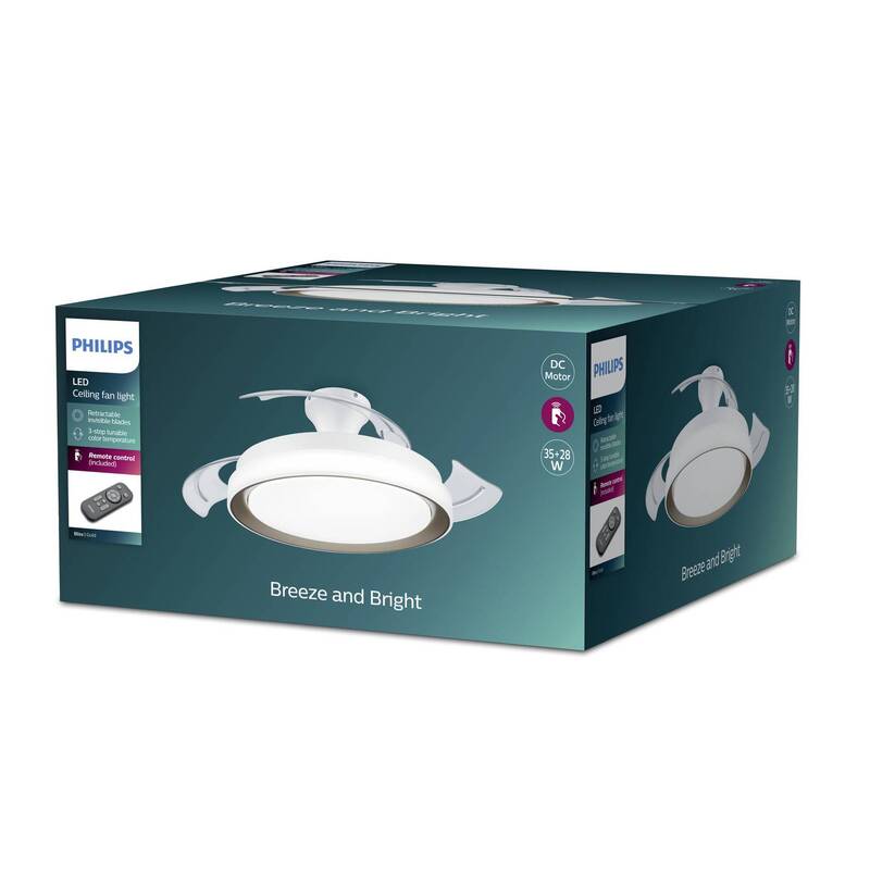 Philips Amigo Deckenventilator 28W/35W Gold mit Beleuchtung und Timer - 8720169279124