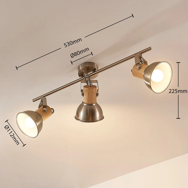 Lindby Deckenleuchte Dennis LED Lampe Leuchte dimmbar nickel holz 53x15cm - 4251096546156