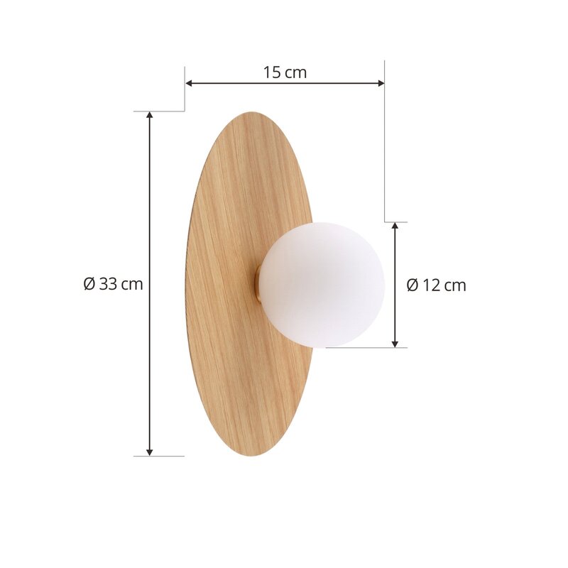 Lindby Wandleuchte Zain Wandlampe Leuchte Lampe holzfarben weiß Glas Ø 33 cm772 - 4251911777208