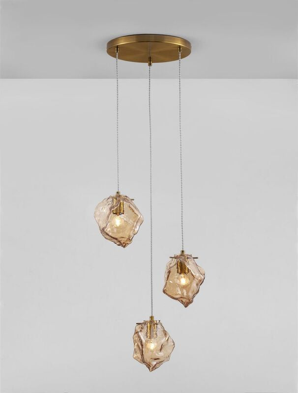 Nova Luce Pendelleuchte Hängeleuchte ODELLE E14 LED Gold dimmbar 3-flammig Glas - 5212017434395