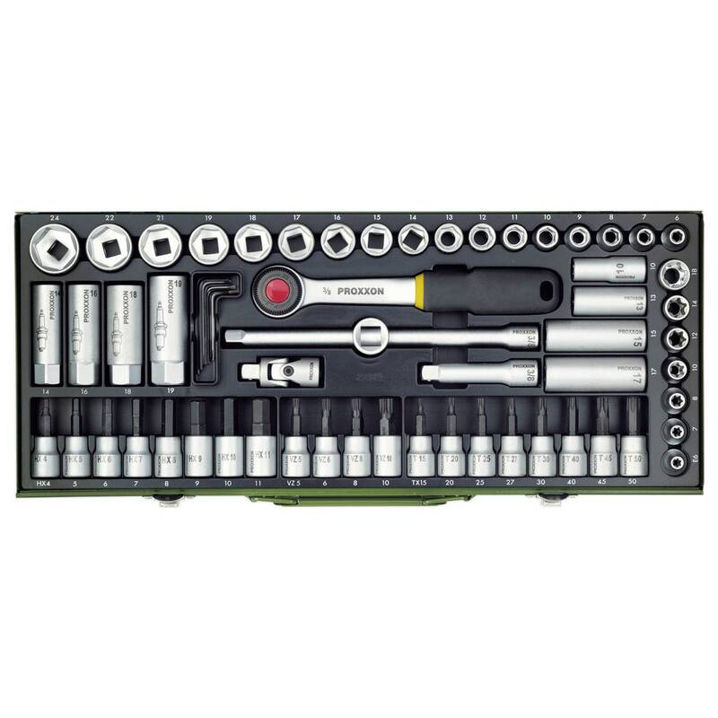 Proxxon Industrial Steckschlüsselsatz metrisch 3/8" 65-teilig Chrom-Vanadium - 4006274231122