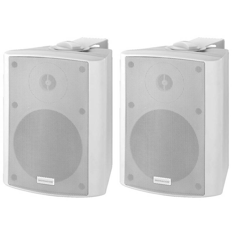Monacor Lautsprecher Boxen Set Aufbau weiß Bluetooth Cinch-Eingang 10W 1 Paar - 4007754241914