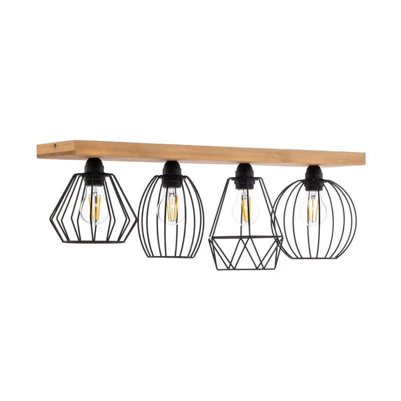Envostar Deckenlampe Various 4-flg LED dimmbar schwarz Holz 75,6x19cm natur - 4251911754940