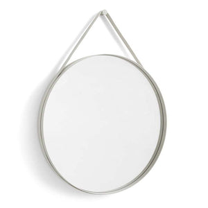 B-Ware Hay Strap Mirror No. 2 Wandspiegel Dekospiegel Spiegel Stahl Deko Ø70cm hellgrau