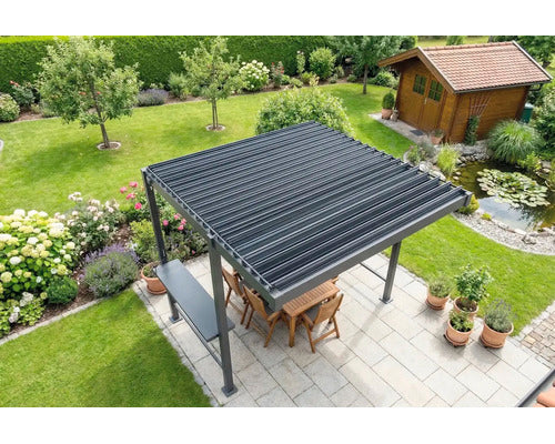 Konsta Grillpavillon Grillpergola Pergola Lamellen anthrazit 300x250cm - 4306516777013