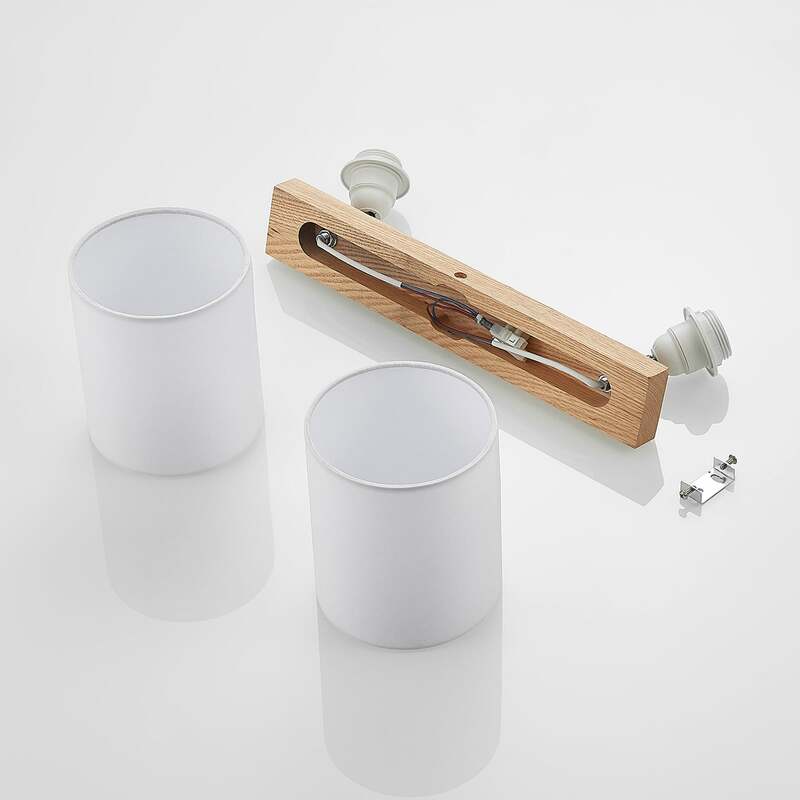 Lindby Deckenstrahler Strahler Imarin LED 2-flammig dimmbar Eiche weiß 41x13cm - 4251911728927